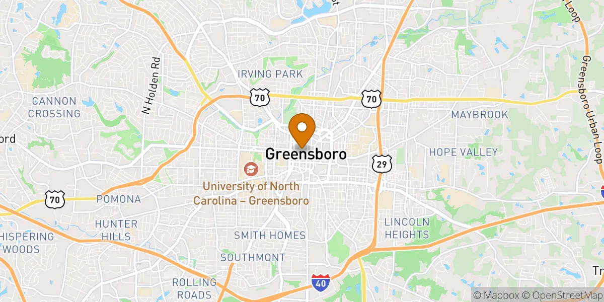 Downtown Greensboro neighborhood map in Greensboro, NC